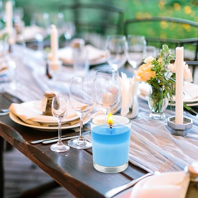 Set of 20 Babyblue Votive Candles Clear Glass Filled Unscented Soy Wax Candle - Image 8