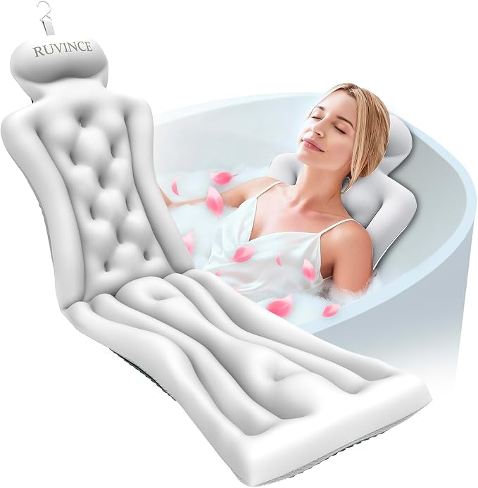 Full Body Bath Pillow for Bathtub RUVINCE Ergonomic Luxury Bathtub Pillow by RUVINCE