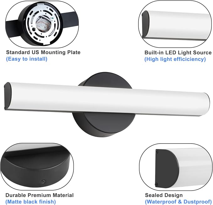 FOLKSMATE Modern Dimmable LED Vanity Light Bar Lighting Fixtures, 15.9 Inch LED - Image 2
