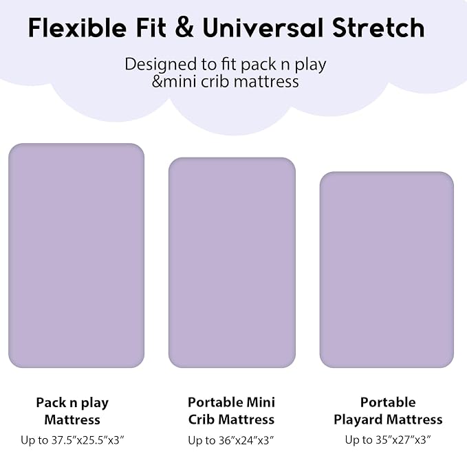 Yoofoss Pack and Play Sheets Fitted, Mini Crib Sheets 2-Pack - Image 3