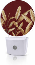 Night Lights Auto Sensor Golden Foliage Night Light Red Minimalist Leaf Round by Home+L6