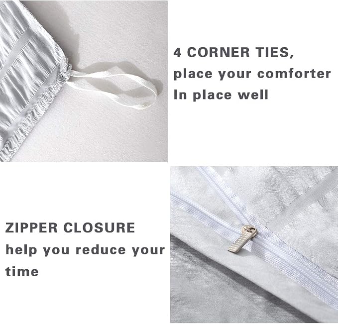AveLom Light Gray Duvet Cover Full, 3 Pieces, Seersucker Tripe Soft Washed - Image 4