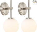 Brushed Nickel Battery Operated Wall Sconce Set of 2, Wireless Rechargeable by SANTOSTOCK