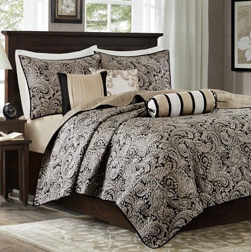 Madison Park Quilt Traditional Damask Design All Season, Lightweight Coverlet - Image 3