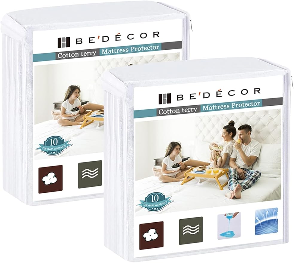 Bedecor 2 Packs Twin Mattress Protector Waterproof Protection Soft Cotton Terry by Bedecor