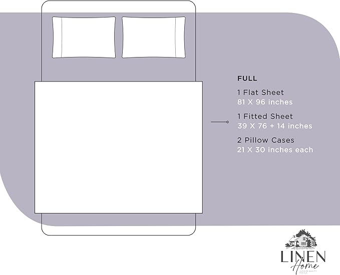 Linen Home 100% Cotton Percale Sheets Full Size, Prelude Purple, Deep Pocket - Image 6