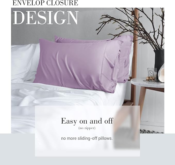 WishSmile Light Purple Cooling Pillowcases, 2 Pack, 20x36 inches - Image 5