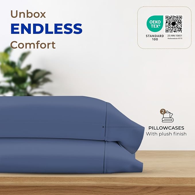 THREAD SPREAD 100% Egyptian Cotton Pillow Cases Queen Size Set of 2 - Image 3