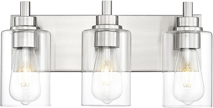 3-Light Bathroom Light Fixtures, Brushed Nickel Vanity Light by Metwet