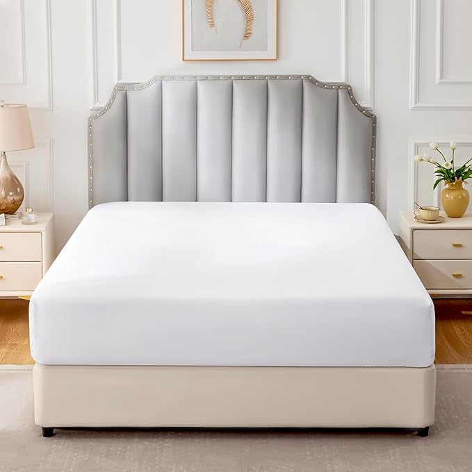 FreshCulture Pure Cotton Fitted Sheets Full Size, 300 Thread Count Percale - Image 2