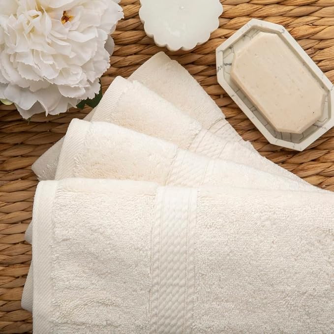 SUPERIOR Egyptian Cotton Pile Hand Towel Set of 4, Ultra Soft Luxury Towels - Image 8