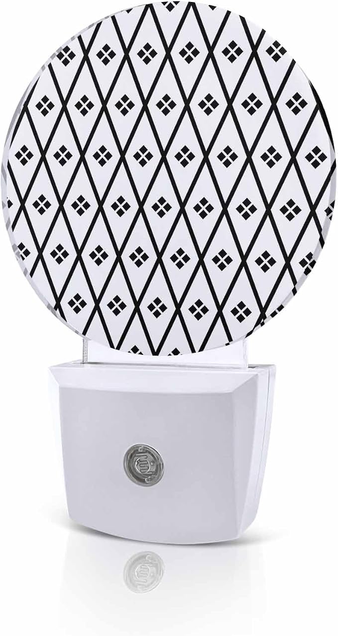 Night Lights Auto Sensor Black White Diamond Night Light Geometric Rhombus by Home+L6
