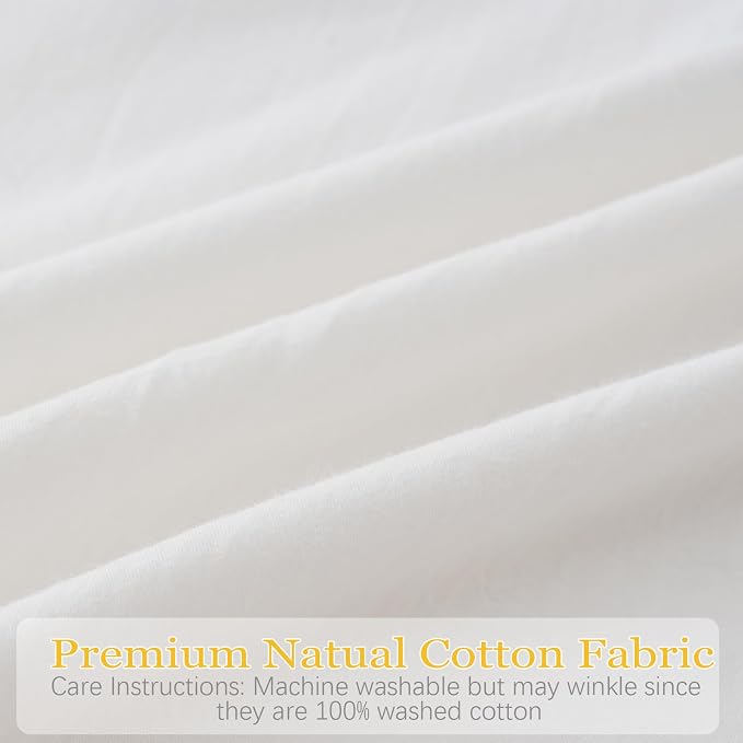 Vintage Off White Ruffle Euro Shams Shabby Farmhouse Pillow Cover 100% Washed - Image 7