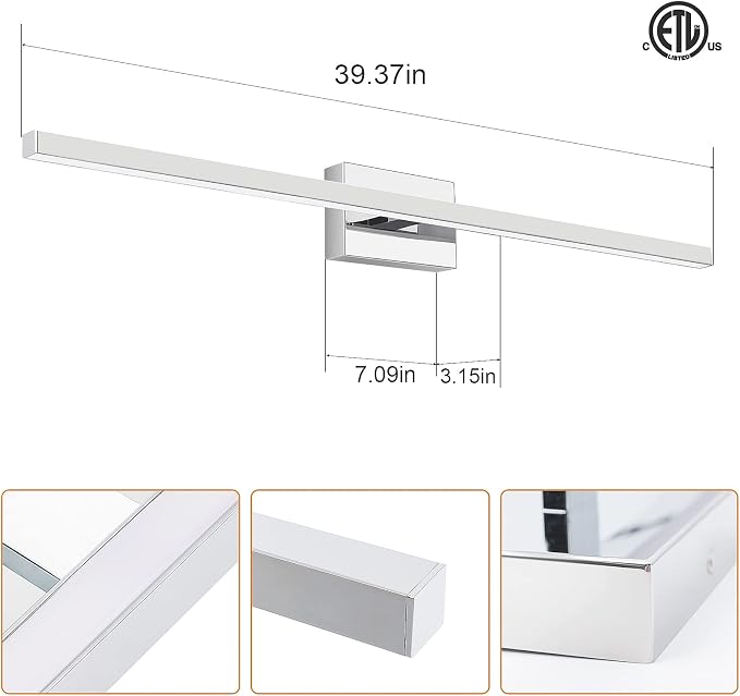 VOLISUN Modern Over Mirror Chrome Bar Vanity Light - Image 6
