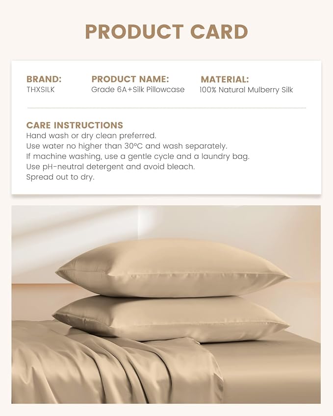 THXSILK Set of 2 100% Mulberry Silk Pillowcase - Image 8