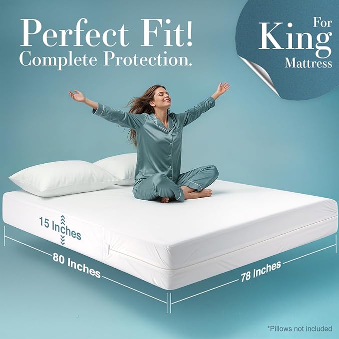 Utopia Bedding Mattress Protector Zippered King Size, 100% Waterproof Bed Bug - Image 6