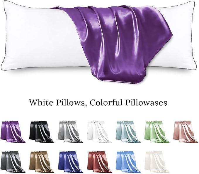 HUXMEYSON Body Pillow with Satin Pillowcase, Body Pillow - Image 2