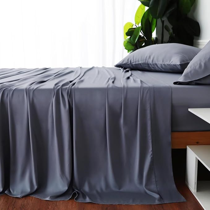 Bamboo Viscose Flat Sheets Only, 400 Thread Count Sateen Weave Queen Size Flat - Image 4