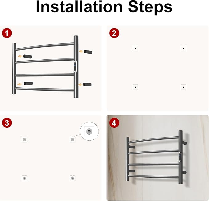 Towel Warmer with Built-in Timer Bathroom Wall Mounted Bath Towel Heater - Image 8