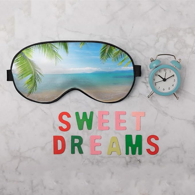 Tropical Beach Sleep Mask Eye Mask Palm Sand Sea Blue Sky Summer Sleep Mask - Image 6