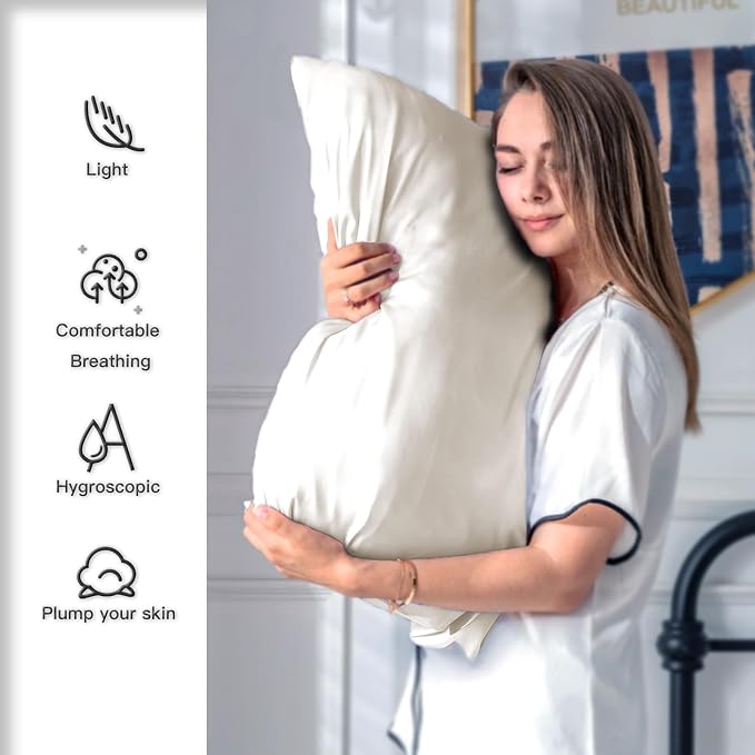 Silk Pillow Cases 2 Pack, Soft Breathable and Sliky Queen Size Pillow Cases Set - Image 3