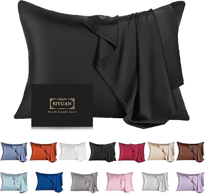 Mulberry Silk Pillowcase for Hair and Skin, Standard Size Cooling Silk Pillow by SIYUAN
