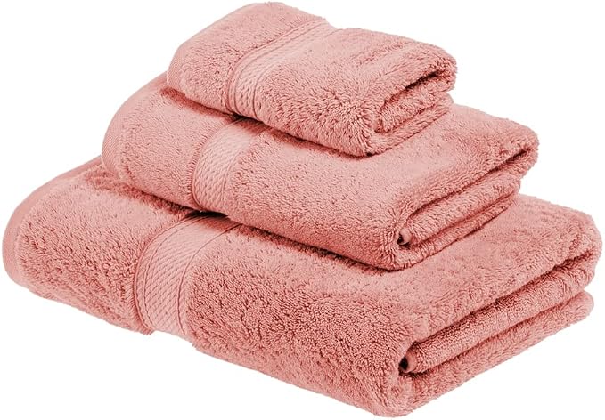 SUPERIOR Egyptian Cotton Pile 3 Piece Towel Set, Includes 1 Bath, 1 Hand by SUPERIOR