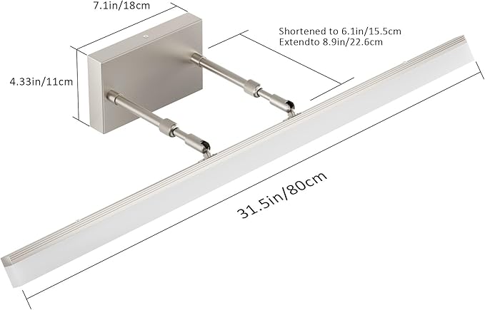 Aipsun 31.5 inch Modern Brushed Nickel Vanity Light Adjustable Bathroom Light - Image 6
