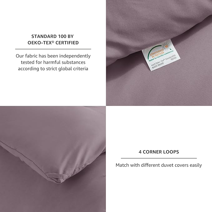CozyLux Full Size Comforter Set Dusty Purple, 3 Pieces Solid Breathable Bedding - Image 4