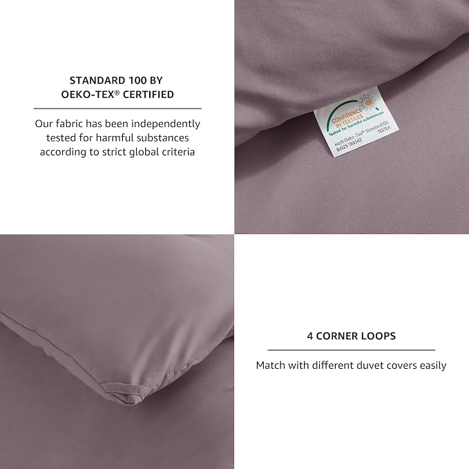 CozyLux Queen Comforter Set Dusty Purple, 3 Pieces Solid Comforters Queen Size - Image 4