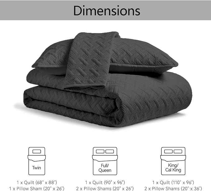 FLYMME King Size Quilt Bedding Set Black Lightweight Bedspreads Set, Modern - Image 7