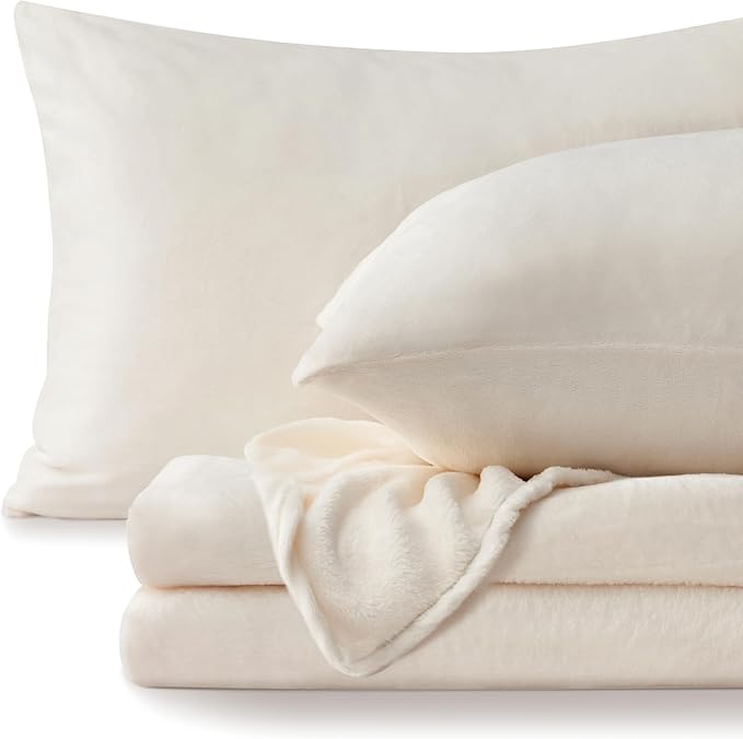 BEDELITE Flannel Sheets King Size White by BEDELITE