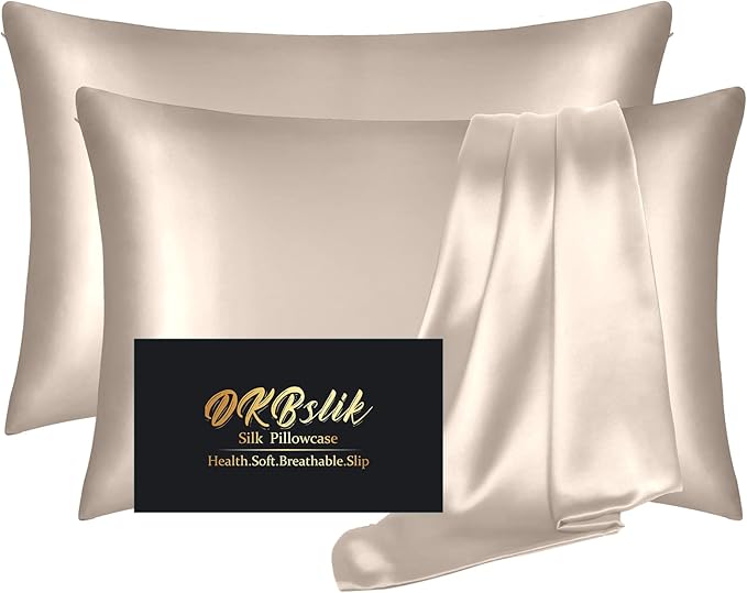 Silk Pillow Cases 2 Pack, Mulberry Silk Pillowcases Standard Set of 2, Anti Acne by HOME