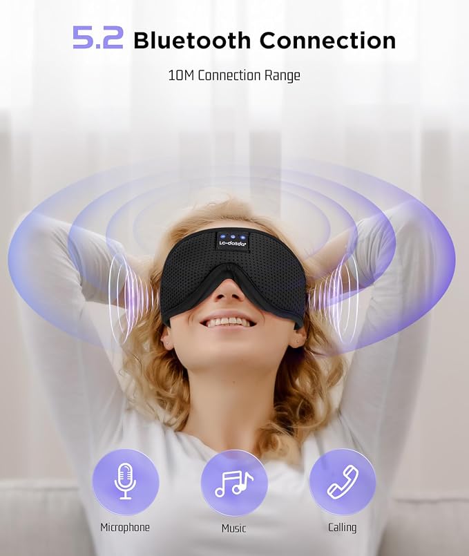 LC-dolida Sleep Mask with Bluetooth Headphones Bluetooth Sleep Mask Sleep - Image 4