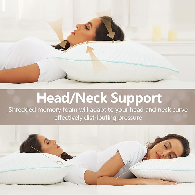Pillows Standard Size Set of 2 Cooling Memory Foam Pillows - Image 4