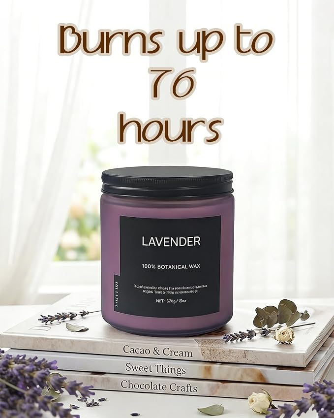 Lavender Scented Candle for Relaxation, 13oz Soy Wax Candle, 70–80 Hour Burn - Image 3