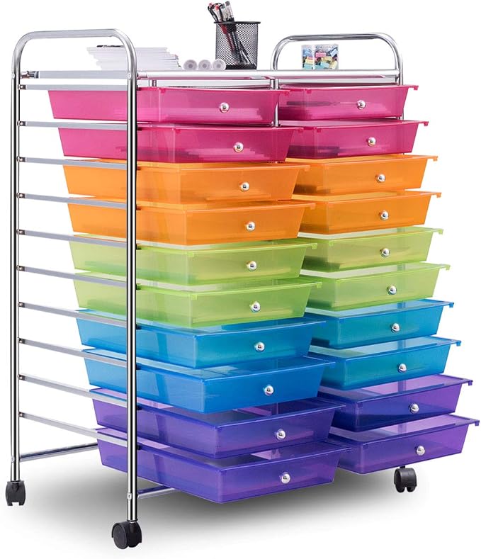 Giantex 20 Drawer Rolling Storage Cart Tools Scrapbook Paper Office School - Image 3