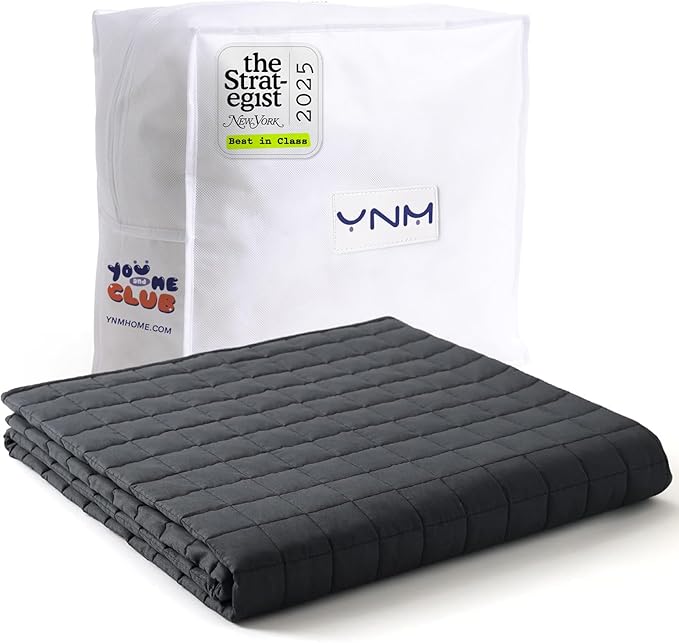 YnM Exclusive Weighted Blanket, Soothing Cotton, Smallest Compartments by YNM