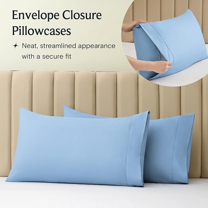 LuxClub 4 PC King Sheet Set, Breathable Luxury Bed Sheets, Deep Pockets 18" - Image 8