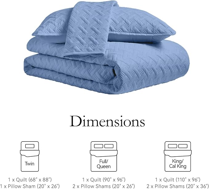 FLYMME King Size Quilt Bedding Set Bluish Grey Lightweight Bedspreads - Image 7