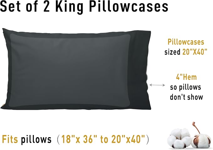 Sunflower King Pillowcases Set of 2, 100% Cotton King Size Pillow Cases 2 - Image 8