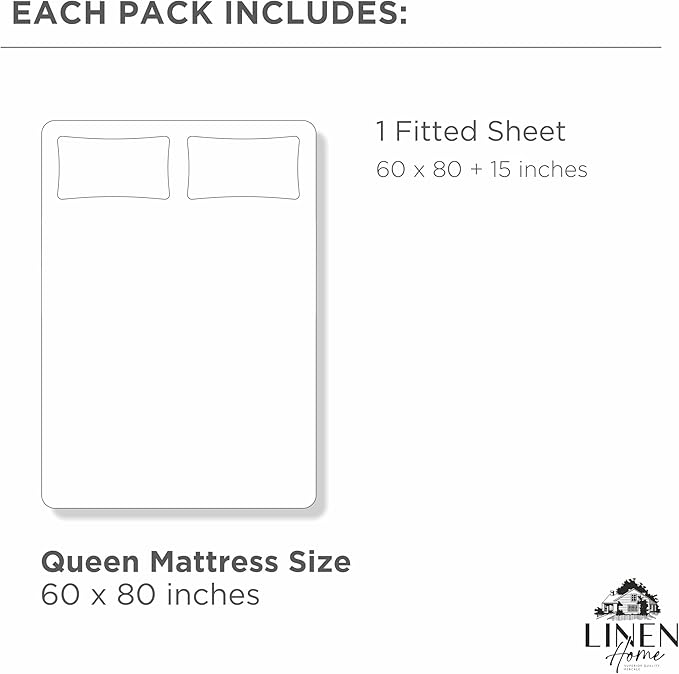 Linen Home 100% Cotton Percale Weave Fitted Sheet, Queen Size, Oil Green - Image 7