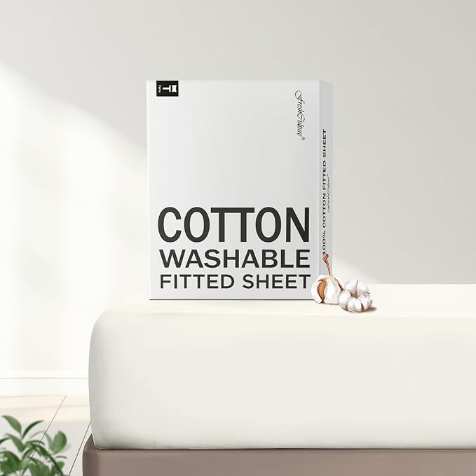 FreshCulture Pure Cotton Fitted Sheets King Size, 300 Thread Count Percale by FreshCulture