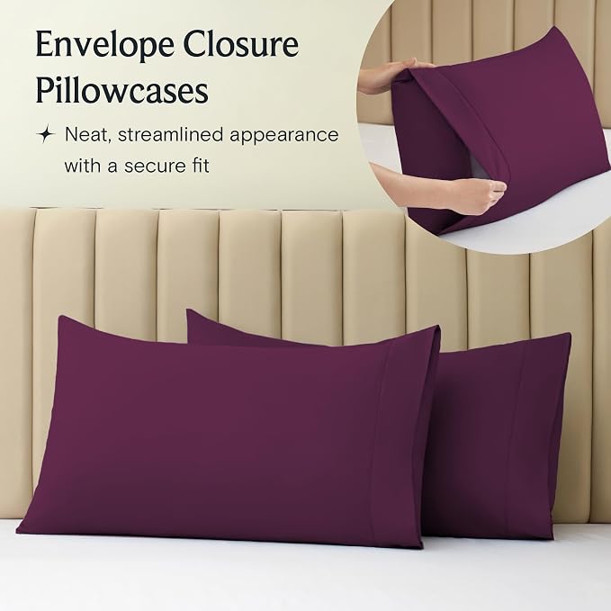 LuxClub 5 PC Split King Sheet Set, Breathable Luxury Bed Sheets, Deep Pockets - Image 8