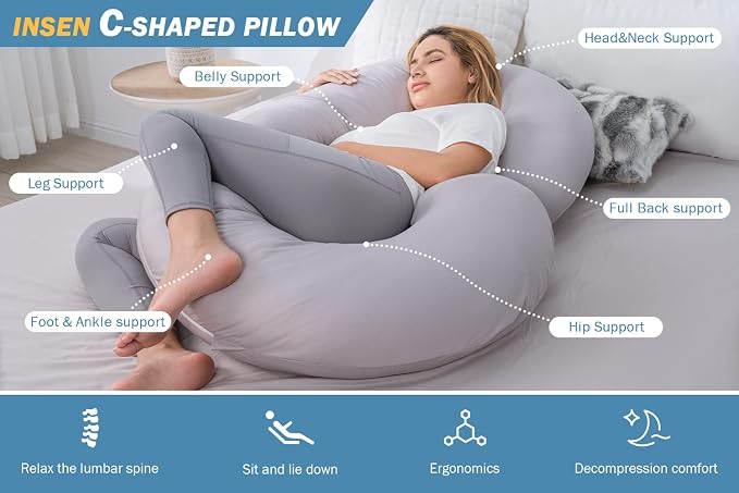 INSEN Cooling Pregnancy Pillow, Maternity Pillow - Image 4