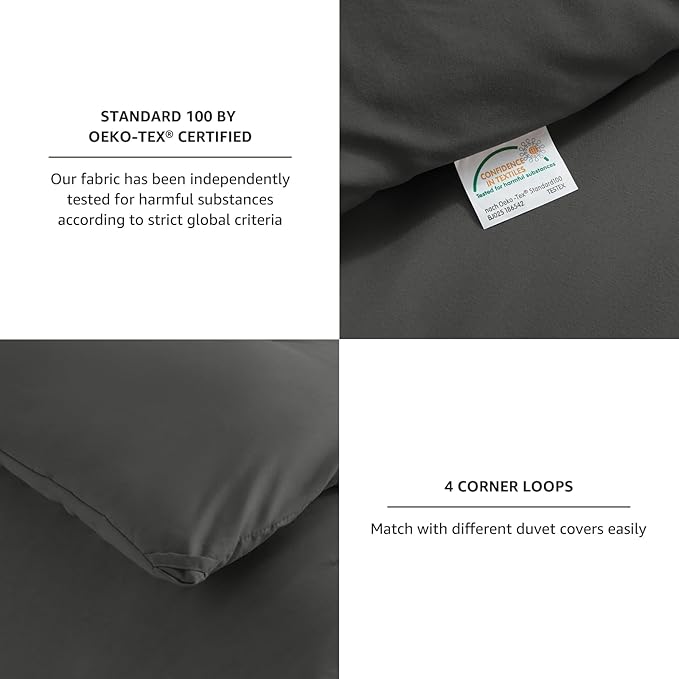CozyLux Super King Plus Comforter Set Dark Grey, 3 Pieces 128x120 Solid - Image 4
