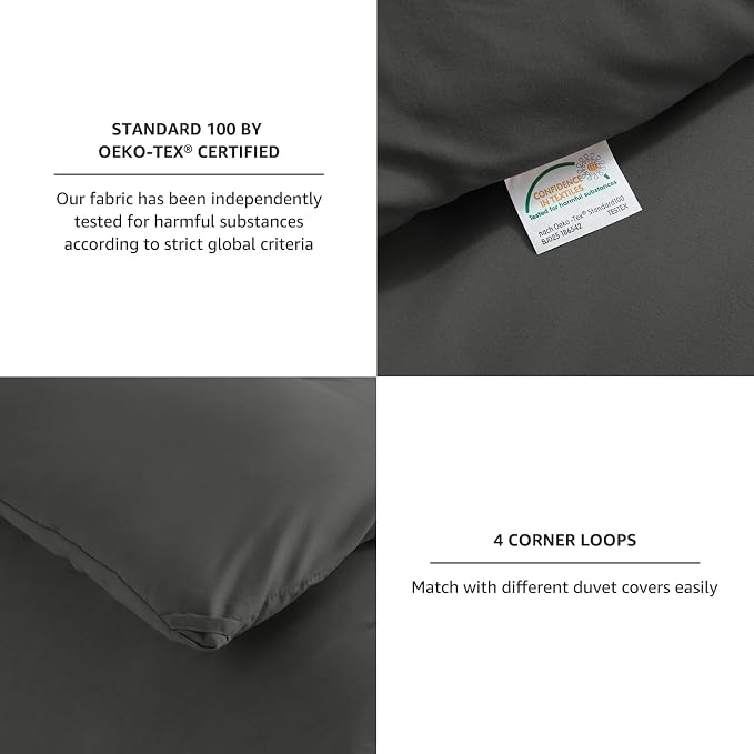 CozyLux Queen Comforter Set Dark Grey, 3 Pieces Solid Comforters Queen Size - Image 4