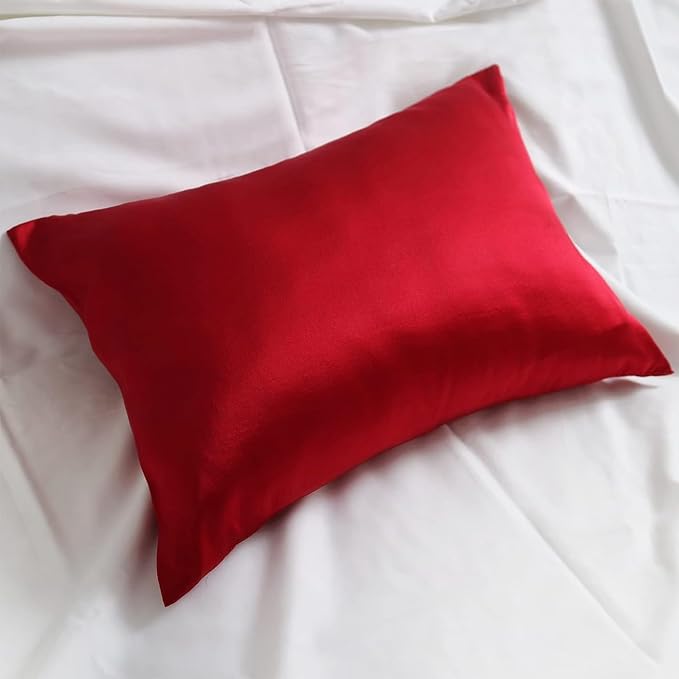 Red Silk Pillowcase for Hair and Skin Made in USA, 22 Momme Mulberry Silk - Image 6