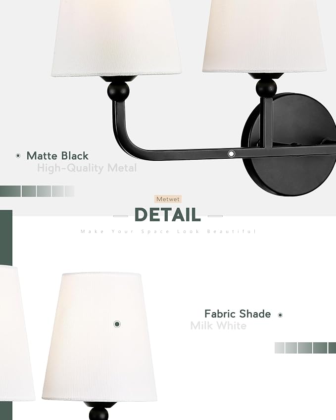 Bathroom Light Fixtures, Matte Black Vanity Lights - Image 4