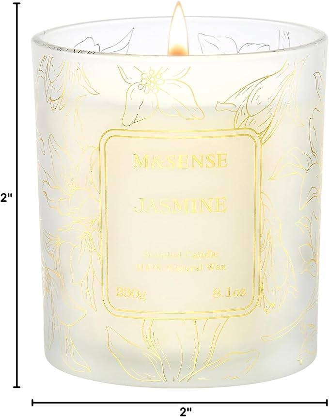 M&SENSE Jasmine Scented Natural Soy Candle, 8.1oz 42H Non-Toxic Long Burning - Image 9